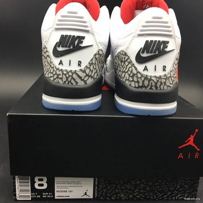 One Kick 3851 Tailored Free Throw Jordan3 Cement 923096- Line White 1029
